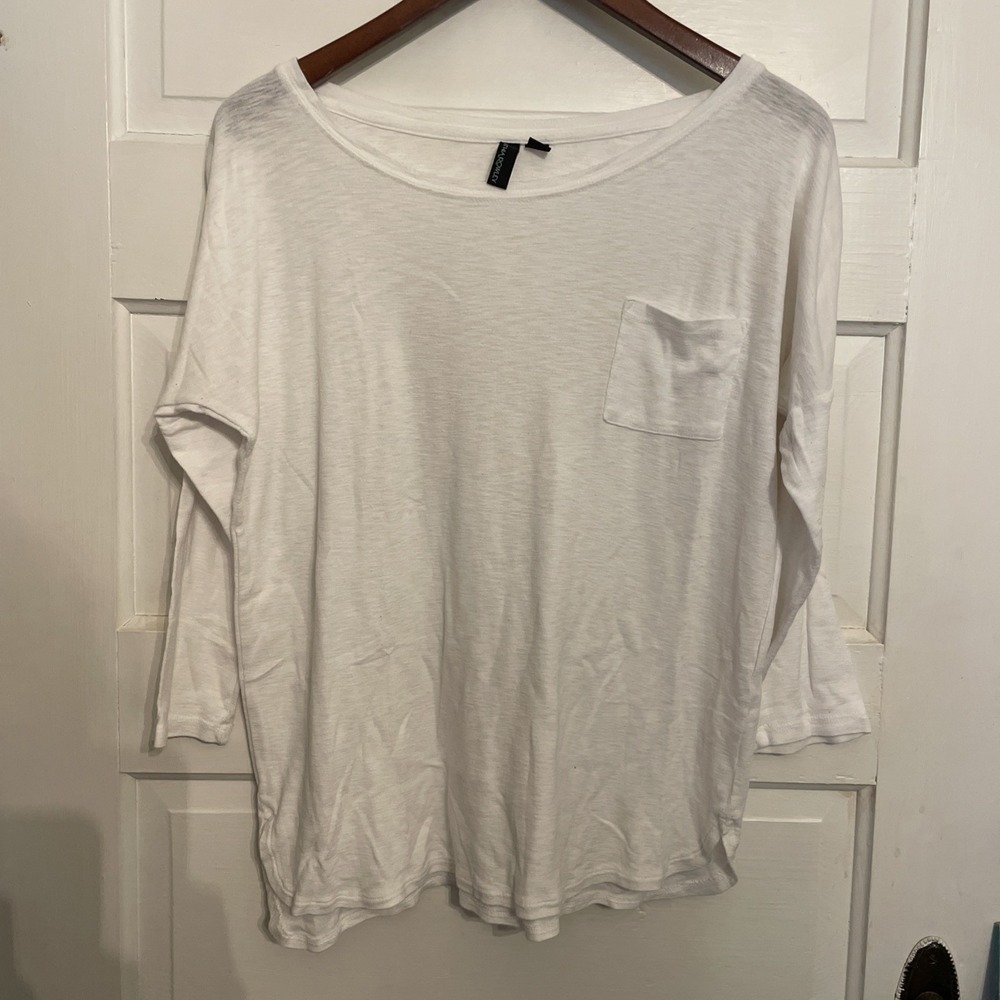 Cynthia Rowley White Pullover shirt 3/4 sleeve Chest‎ Pocket